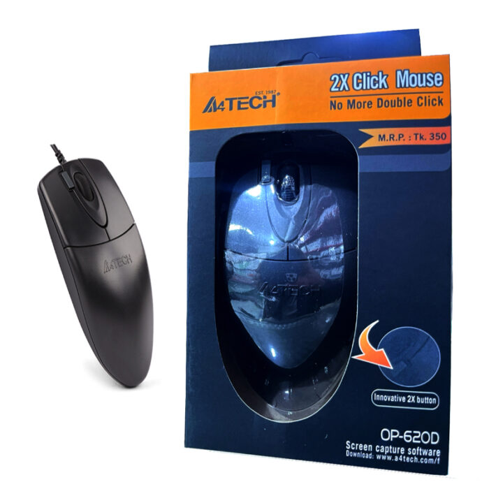 A4Tech OP-620D 2x Click Button 1000 DPI Optical Wired Mouse - Image 6