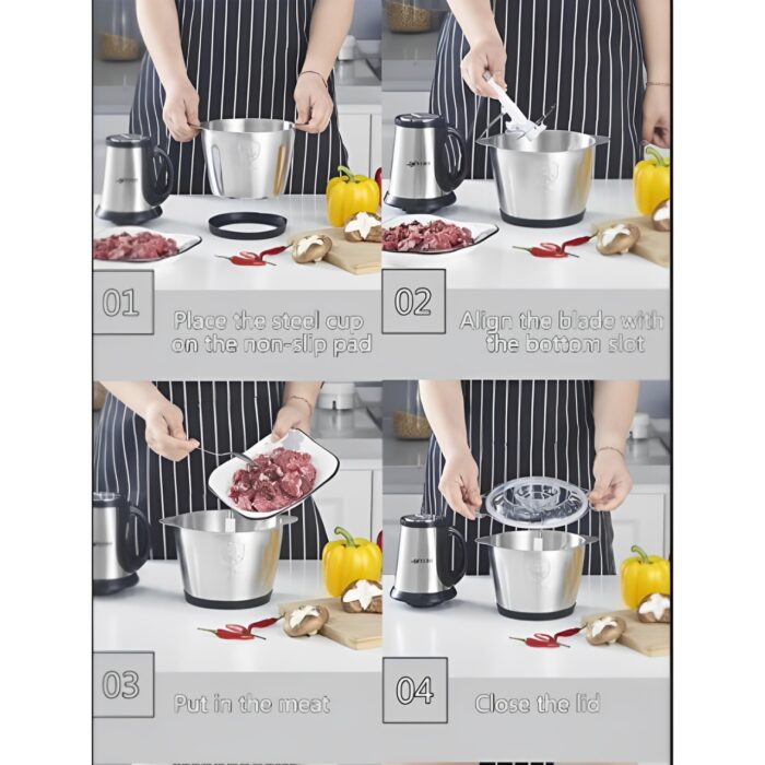 SL-2021 3L Multifunctional 300W Electric Meat Grinder Chopper with Variable Speed, Stainless Steel Blades And Safety Interlock - Image 5