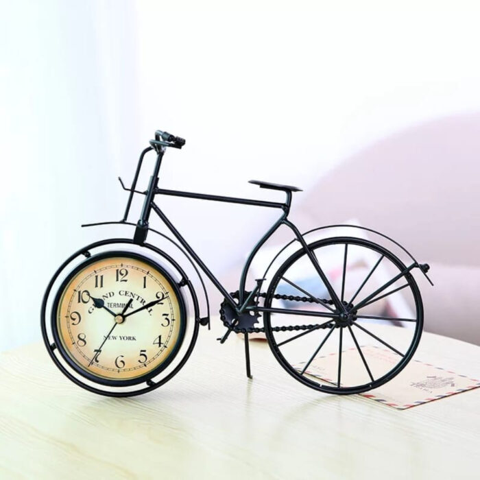 Vintage Antique-Style Metal Bicycle Decor Clock Timepiece with Retro Charm - Image 1