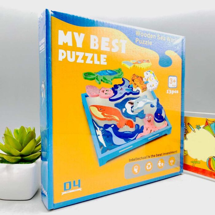 13Pcs Colorful 3D Wooden Sea World Puzzle For Kids - Image 1