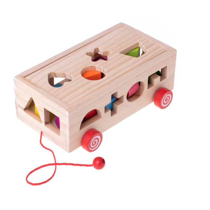 Montessori Shape Sorter Wooden Pull Along Toy Car Learning Adventure For Kids - Image 8