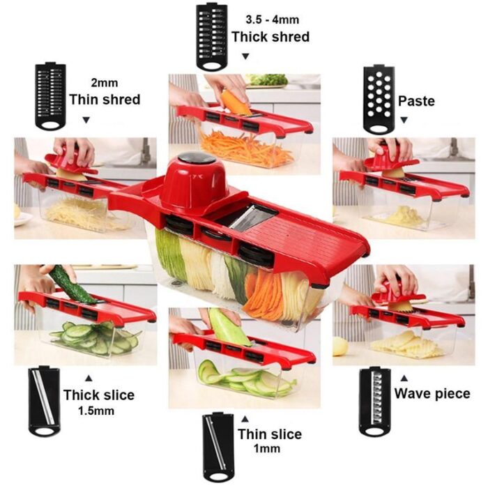 Slicer Vegetable Cutter Grater Chopper Six Interchangeable Blades With Hand Protector - Image 8