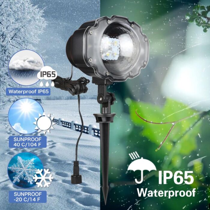 Mini Outdoor Snowfall LED IP65 Moving Snow Garden Snowflake Lamp Set - Image 8
