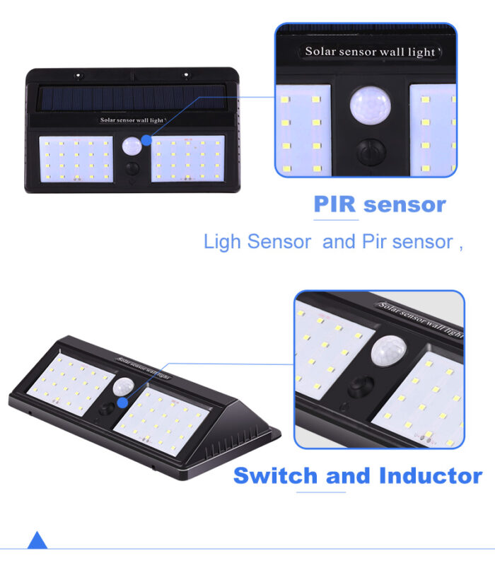 40 LEDs Solar Powered Motion Wall Light Outdoor Waterproof Energy Saving - Image 4
