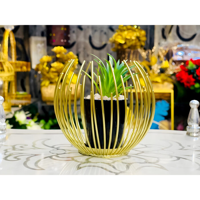 Artisan Crafted High-Quality Metal Alloy Sphere Planter For Elegant Room Decor - Image 2