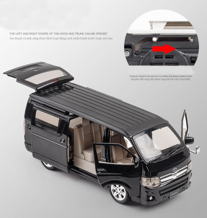 High Simulation 1:32 Toyota Hiace Alloy Die-Cast Model MPV Vehicle With Sound And Light - Image 5