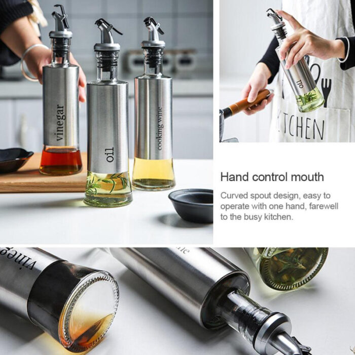500ml High-Quality Stainless-Steel Covered Smart Glass Oil Bottle - Image 5