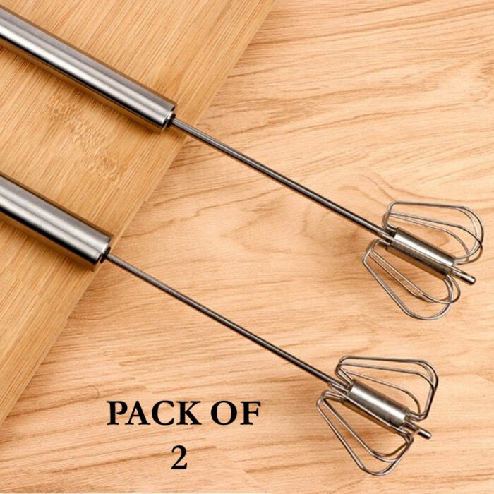 Pack Of 2 Stainless Steel Hand Pressure Rotating Semi-Automatic Mixer Coffee Milk Mixing Tools - Image 9