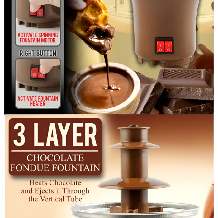 BD-017 Electric 3-Tier Mini Chocolate Fondue Fountain —An Elegant Addition to Your Dessert Table - Image 5