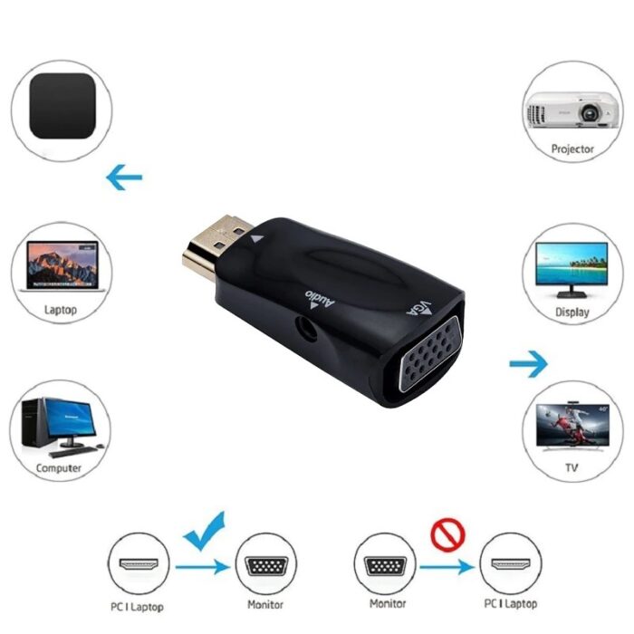 HDMI Male To VGA 15 Pin Female Adapter Audio Video Converter HD 1080P For PC Laptop TV Box Computer Display - Image 8