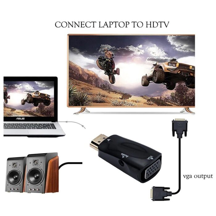 HDMI Male To VGA 15 Pin Female Adapter Audio Video Converter HD 1080P For PC Laptop TV Box Computer Display - Image 9