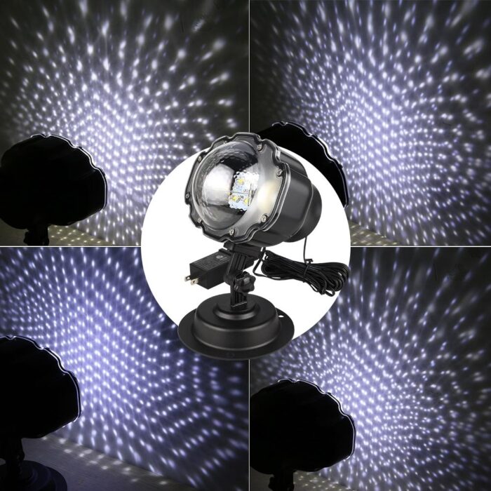Mini Outdoor Snowfall LED IP65 Moving Snow Garden Snowflake Lamp Set - Image 3