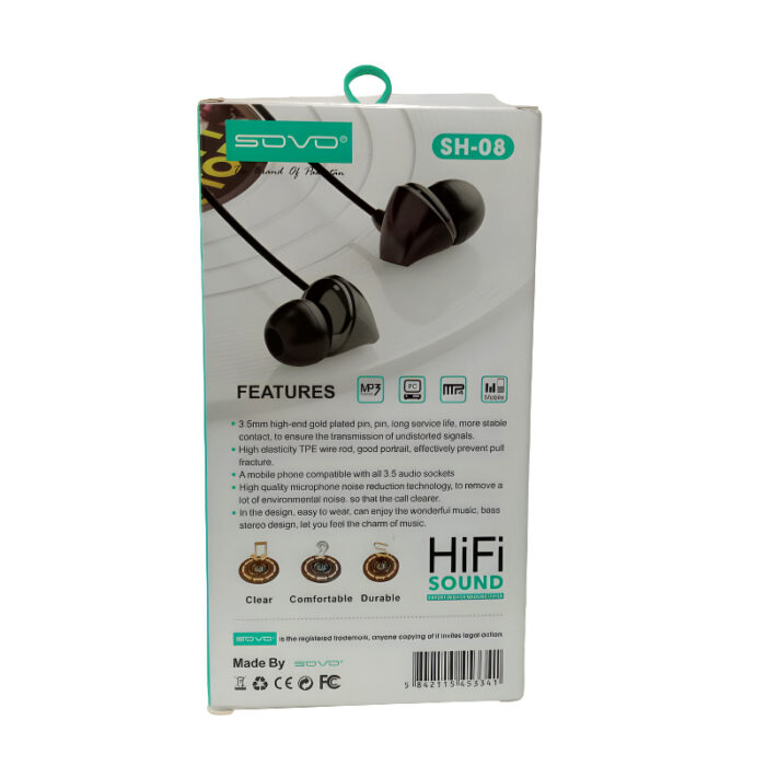 SOVO SH-08 Warm-X 3.5mm Audio Jack Compact, Lightweight & Hi-Fi Sound Quality Handsfree - Image 7