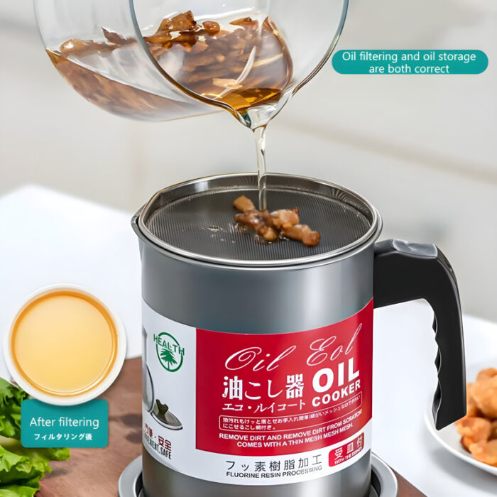 Stainless Steel 1.4-Liter Cooking Oil Strainer Pot with Filter and Thick Chassis for Efficient Grease Filtration - Image 9