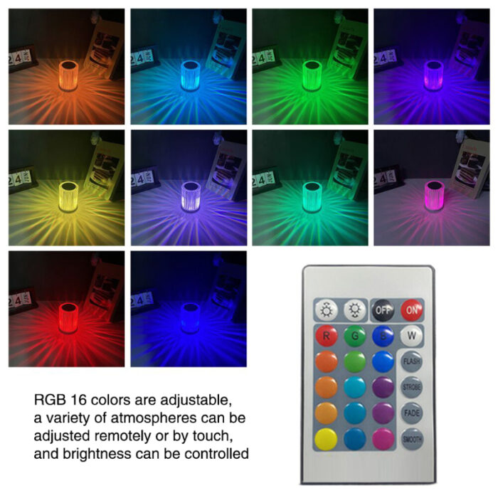 Portable USB Rechargeable RGB Lighting Crystal Touch Control Table Lamp - Image 7