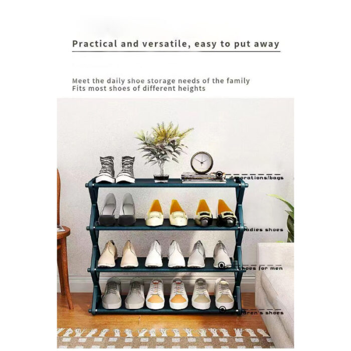 4 Layers X-Type Foldable Fashion Shoe Organizer Stand - Image 9