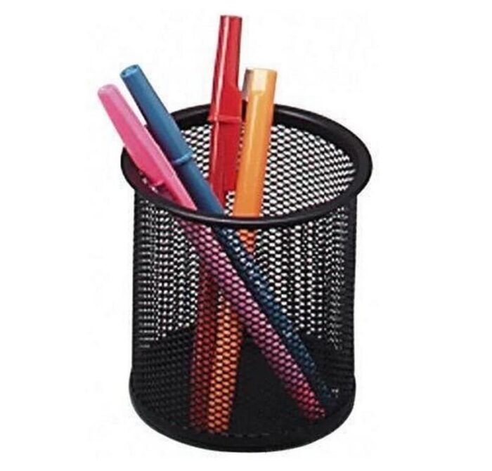2Pc Black Metal Stand Mesh Style Pen Pencil Ruler Holder Desk Organizer Storage - Image 2