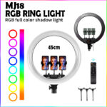 MJ18 45 CM RGB LED Soft Ring Light with 3 Phone Holders and Remote Control - Image 11