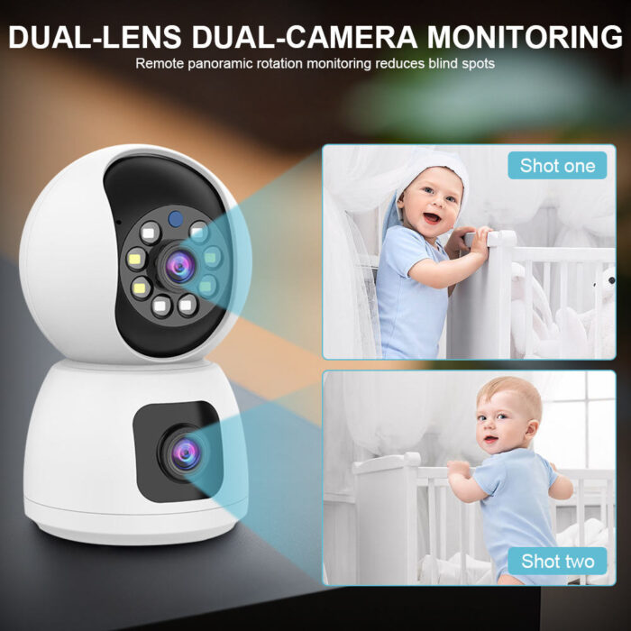 Smart 4k 8MP Indoor Home Security Camera With Dual Lenses, Night Vision, and Two-Way Audio for Real-Time Monitoring - Image 3