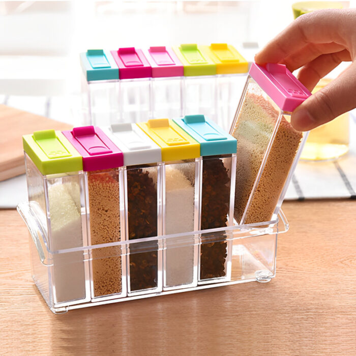 6 PCs Plastic Spice Shaker Seasoning Boxes Plastic Storage Container - Image 1