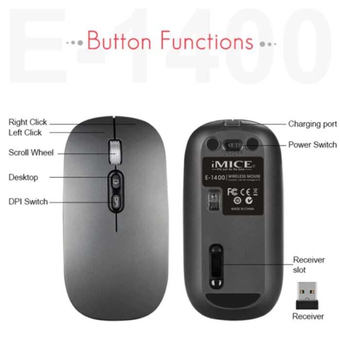E-1400 Rechargeable 2.4 GHz Wireless Mouse With Silent Clicking - Image 8