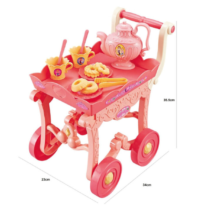 33Pcs Vibrant and Exciting Kitchen Tableware Toy Cart With Food Items And Utensils For Educational Play - Image 4