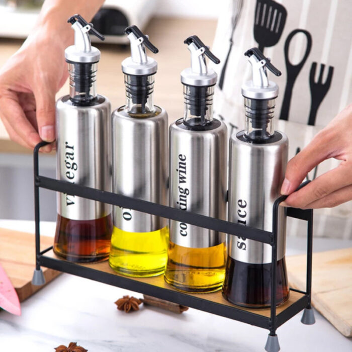 500ml High-Quality Stainless-Steel Covered Smart Glass Oil Bottle - Image 2