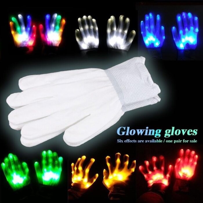 1 Pair LED Glowing Fingers Electro Rave Flashing Unisex Skeleton Gloves - Image 1