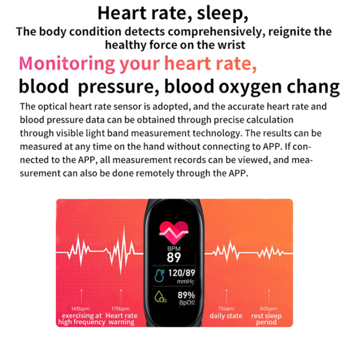 M7 Waterproof IP67 Smart Fitness Band With Heart Rate Sleep Monitoring Sports Mode - Image 5