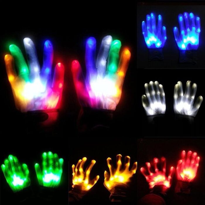 1 Pair LED Glowing Fingers Electro Rave Flashing Unisex Skeleton Gloves - Image 2