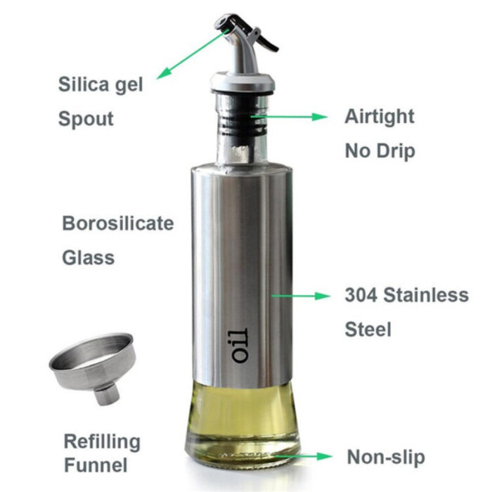 500ml High-Quality Stainless-Steel Covered Smart Glass Oil Bottle - Image 4