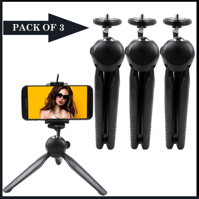 Pack Of 3 Mini Phone Tripod Tabletop Smartphone Mount Clip Holder Stand With Ballhead For Phones - Image 1