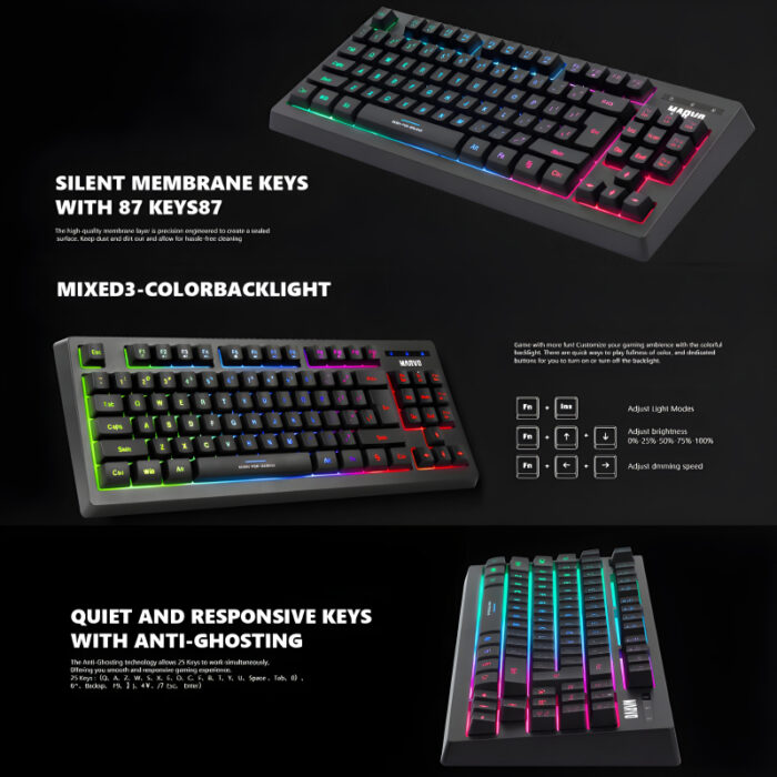 Marvo Scorpion K607 Membrane Gaming Keyboard With 3 RGB Lighting Effects - Image 8