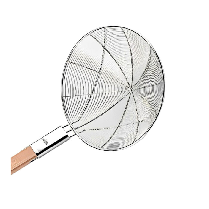 Eco-Friendly Wooden Handle Stainless Steel Frying Oil Strainer - Image 2