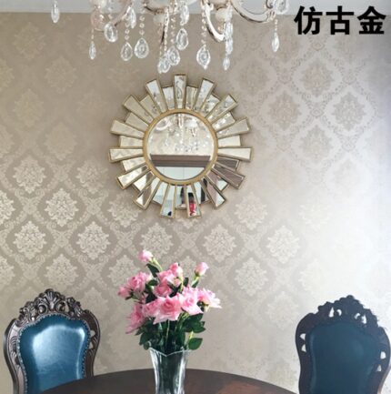 European Modern Fireplace Decorative Mirror Round Wall Mounting Large Frame