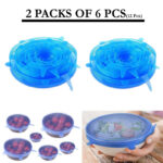 2 Sets Of 6 Pcs Silicone Food Wrap Caps Cookware Lids Stretchable Fresh Covers - Image 3