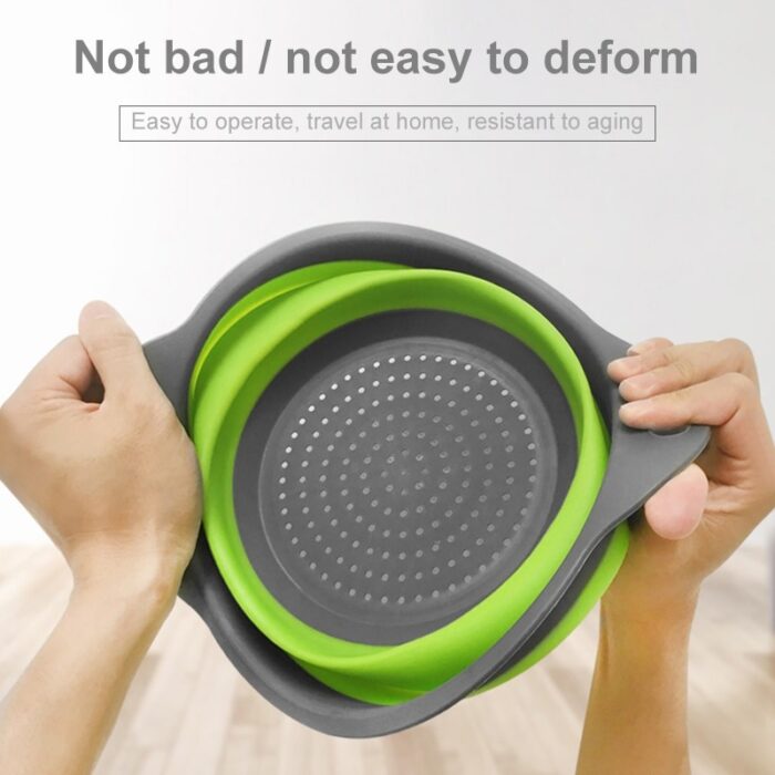 Foldable Silicone Square Drain Basket Collapsible Kitchen Organizer Fruit Vegetable Strainers - Image 3
