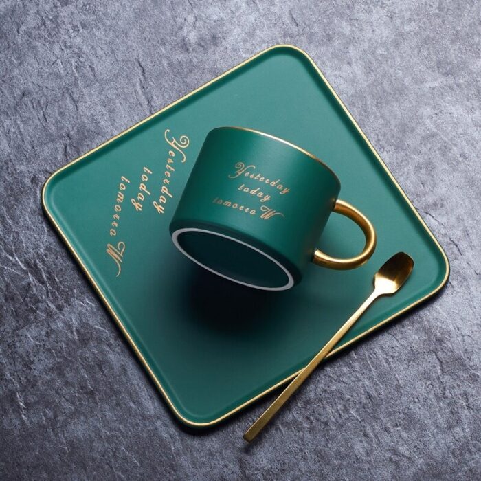 Luxurious Ceramic Mug Office Cup And Saucer Set With Spoon - Image 8