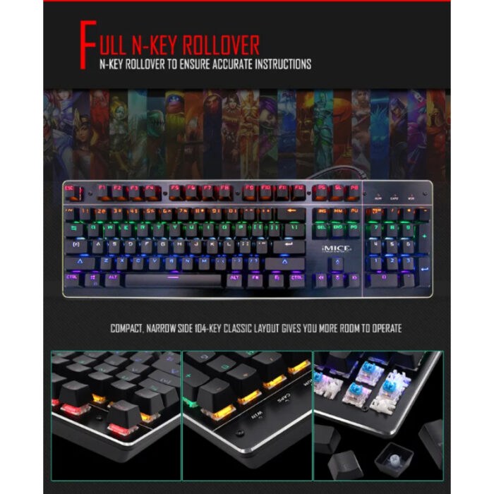 MK-X80 Wired Mechanical Gaming Keyboard With RGB Backlight Effects And Multimedia Function Keys - Image 8
