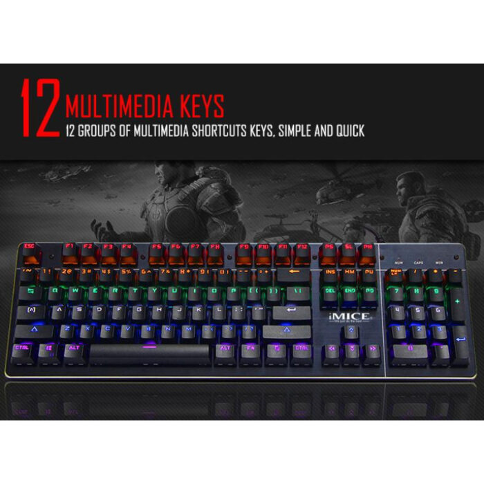 MK-X80 Wired Mechanical Gaming Keyboard With RGB Backlight Effects And Multimedia Function Keys - Image 2