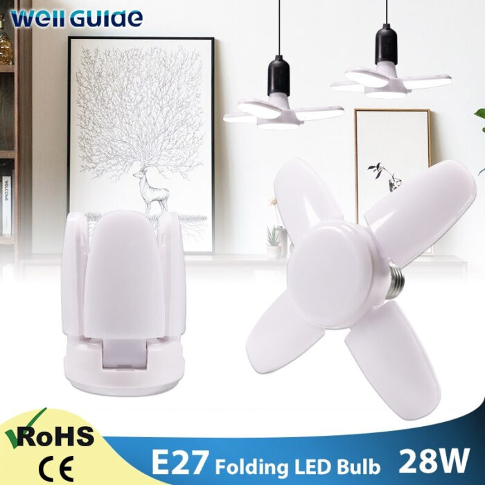 E27 Mini 28W Cool White Led Folding Light Bulb 2800lm - Image 1