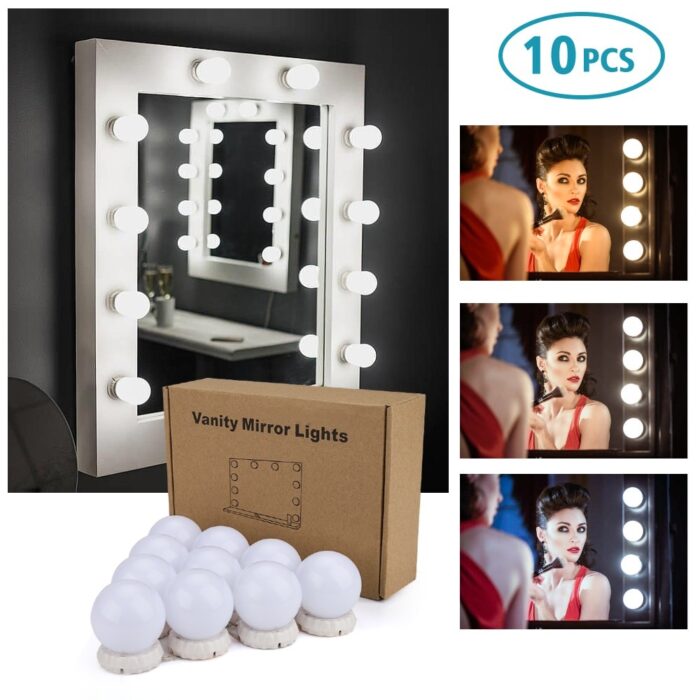 Led Makeup Mirror Light LED Hollywood Light 10 Bulb 12V EU US Plug Dimmable Touch Control DIY Lighting For Dressing Table - Image 8