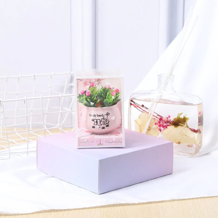 Lovely Simulation Green Rose Bonsai Plant Small Potted Garden Small Ornament Set Room Decoration - Image 3