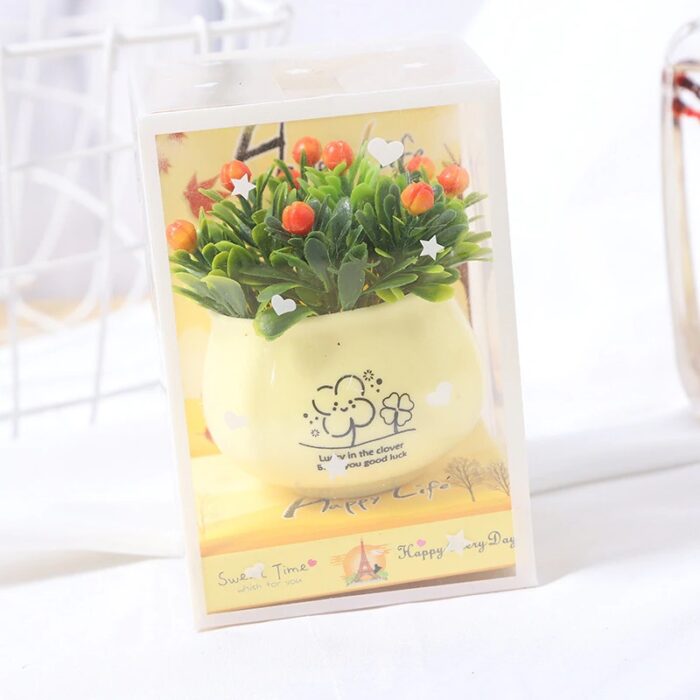 Lovely Simulation Green Rose Bonsai Plant Small Potted Garden Small Ornament Set Room Decoration - Image 5
