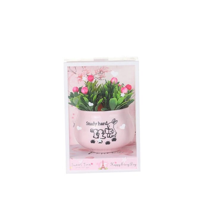 Lovely Simulation Green Rose Bonsai Plant Small Potted Garden Small Ornament Set Room Decoration - Image 7
