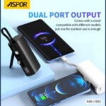 Aspor A351/A352 5000mAh Mini Pocket Power Bank PD 20W Fast Charging With Digital Display, Mobile Holder, IPhone & Type C Support - Image 10