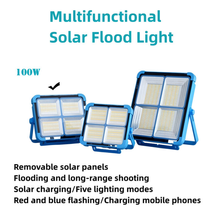 X8 Multifunctional Portable 1000W Solar LED Street Light High-Quality Rechargeable Off-Grid Private Lighting Solution - Image 7