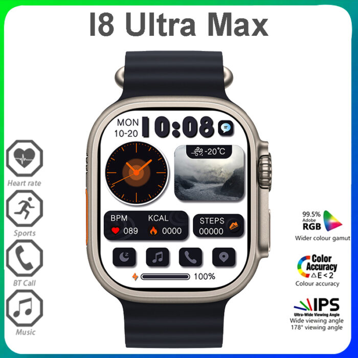 I8 Ultra Max 1.75 Inches HD Display Series 8 Bluetooth Call Smart Watch - Image 6