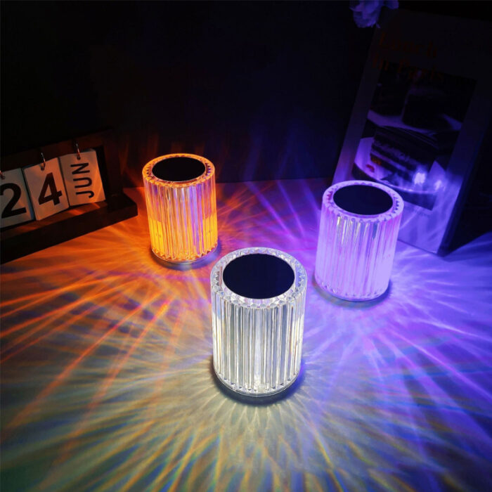 Portable USB Rechargeable RGB Lighting Crystal Touch Control Table Lamp - Image 2