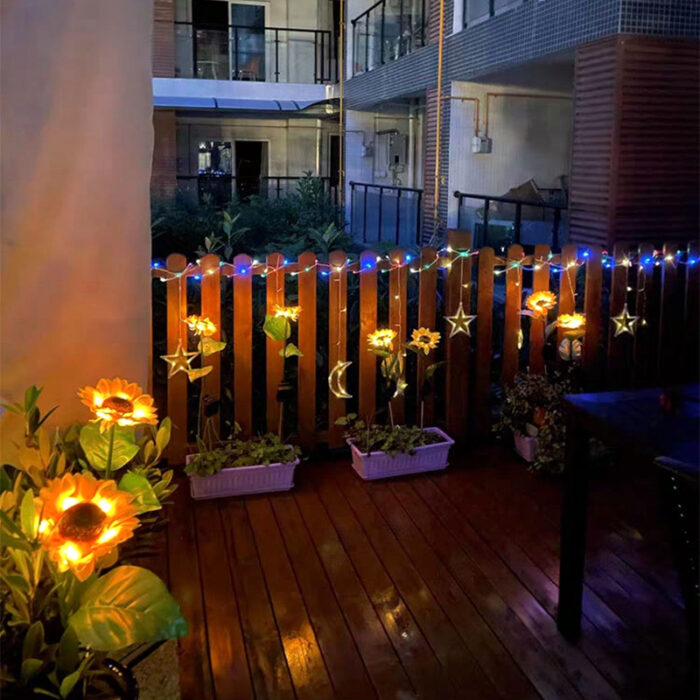Pack Of 2 Waterproof Sunflower Solar Decorative Lights For Outdoor Garden And Lawn - Image 2